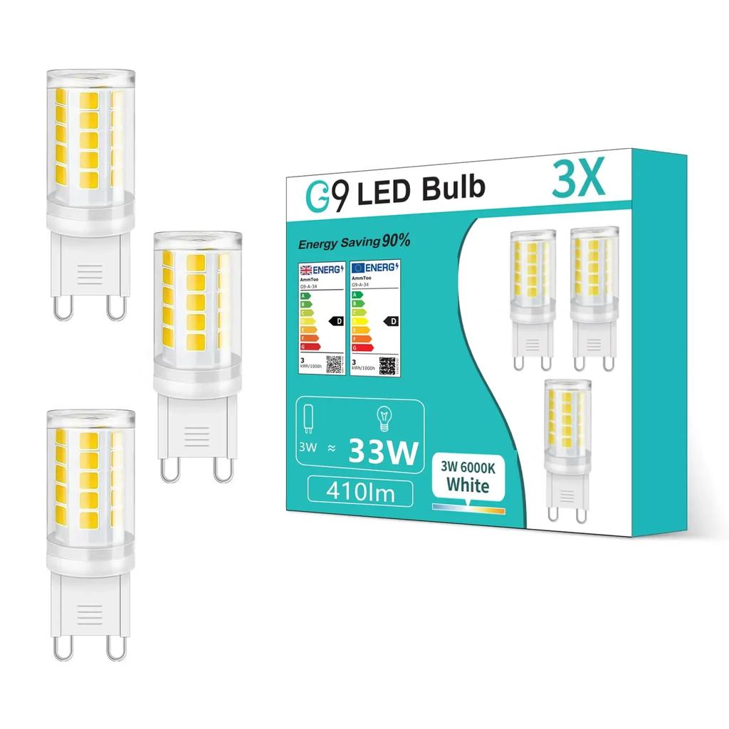 8pcs/3pcs G9 LED Bulb 6000K 2700K 33W Halogen Equivalent G9 Base 3W LED Lamp for Crystal Chandeliers Home Lighting Non-dimmable
