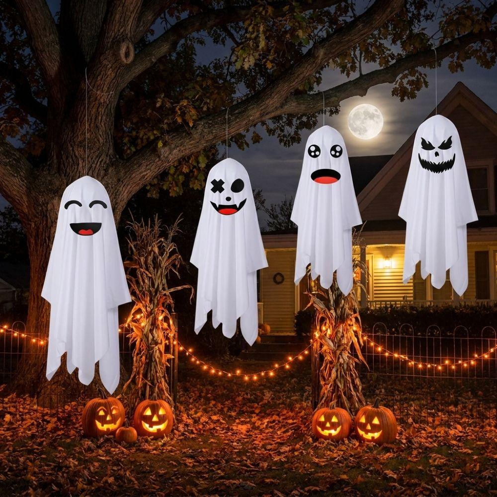 Eerie Halloween Hanging Ghost Decor White Front Door Hanging Halloween Gifts