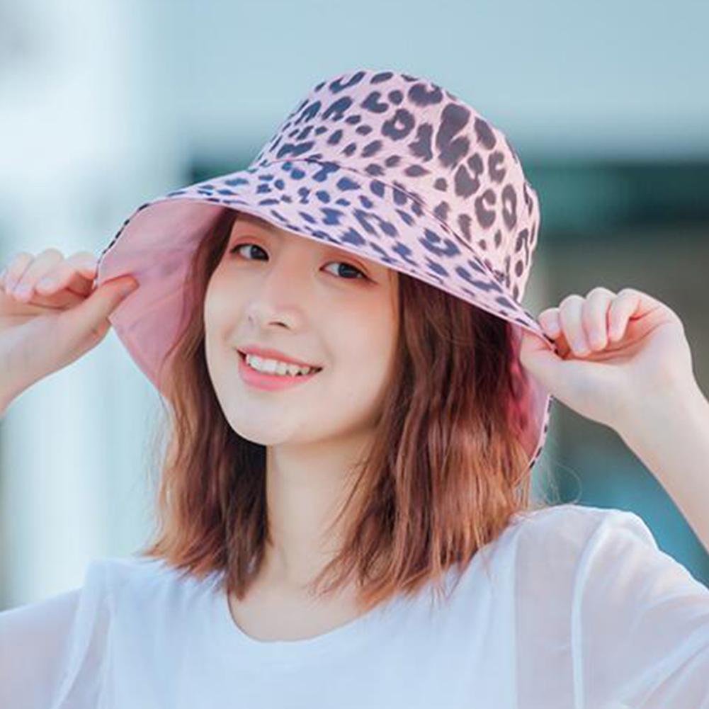 Summer Leopard Printing Double Sided Sunscreen Bucket Hat