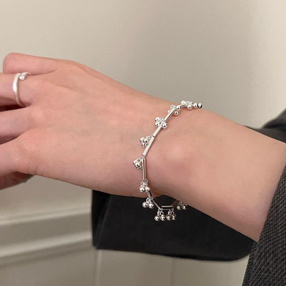 925 Silver Butterfly Bracelet for Girl Bead String Design Insect Fashion Versatile Jewelry Gift