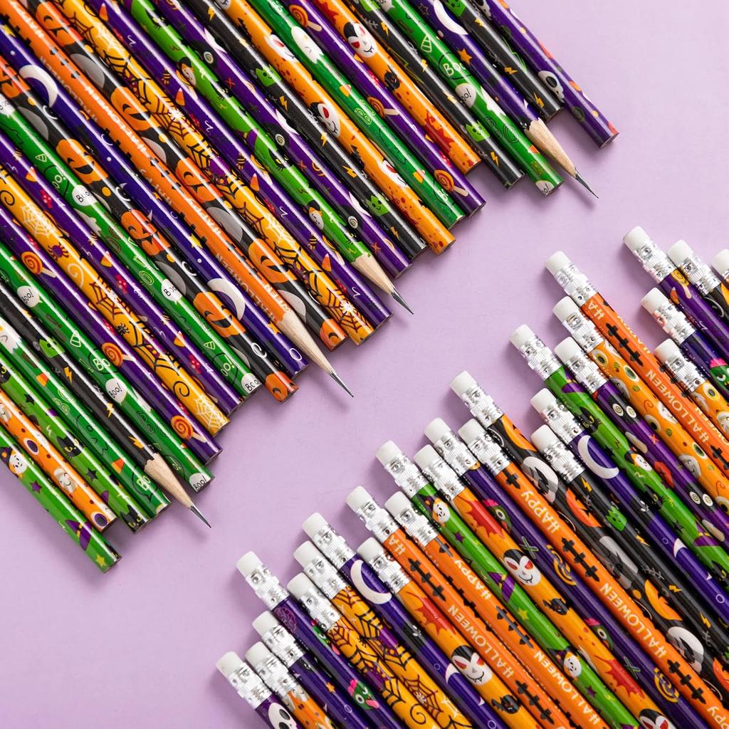 JOYIN 72 Pcs Halloween Assorted Stationery Set, 24 Packs Halloween Theme Pencils, Rulers and Notepads Party Favor Set for Kids Classroom Gift Prizes,