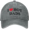 I Love Hot Dads Distressed Baseball Cap Vintage Washed Dad Hat Adjustable Cotton Casual Unisex Cap