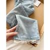 Women's Plus Size Lace-Trimmed High-Waisted Flared Jeans - Slimming, Loose, and Straight-fit for Spring
