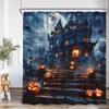 Rideau douche nuit effrayant maison hantée, décor à capuche effrayant, rideau de bain d'Halloween