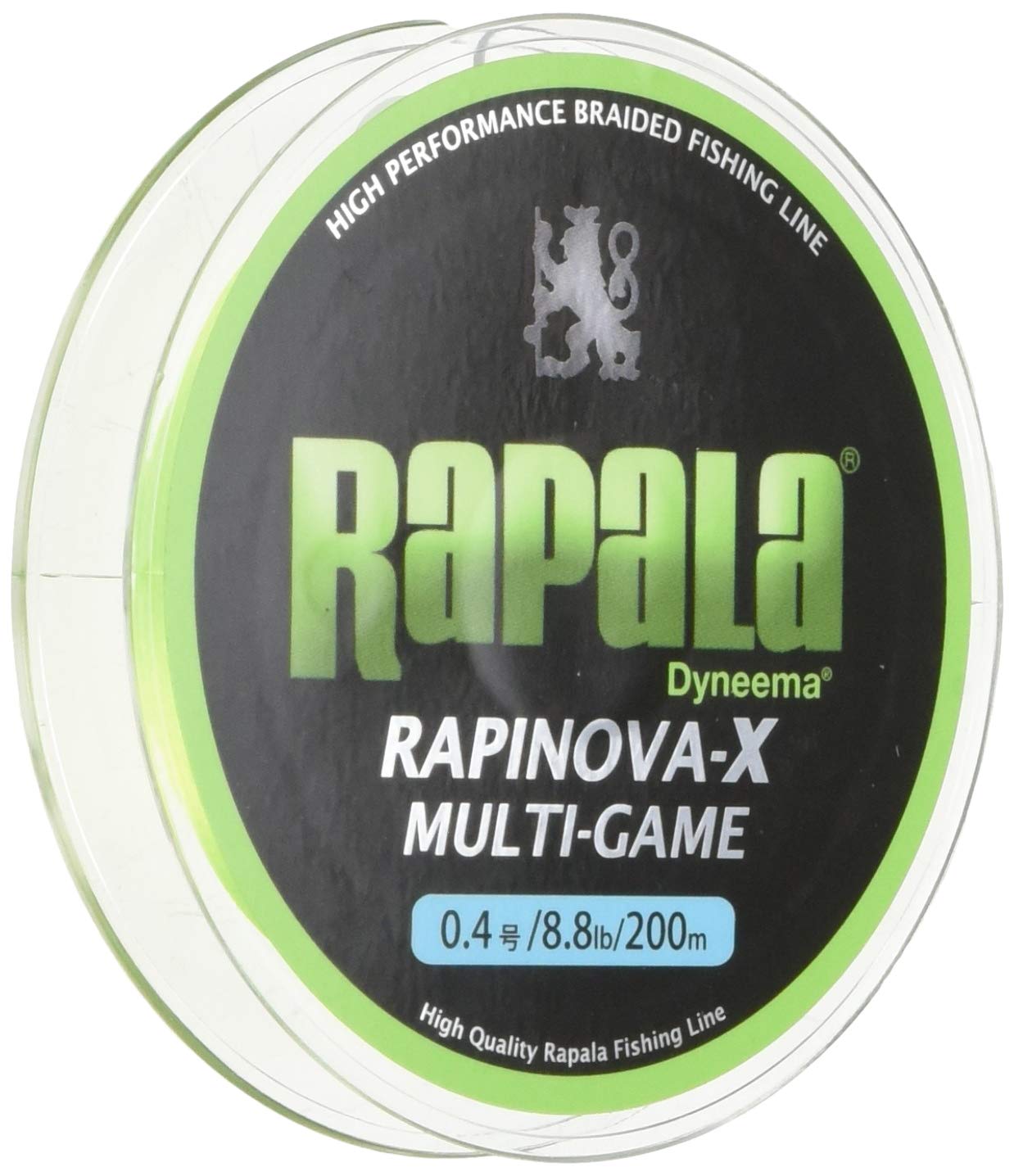 

Rapala Rapinova X PE Lime RLX200M04LG Multi-Game Line, 200m, 0.4, 8.8lb, 4-Strand Braid, Green,