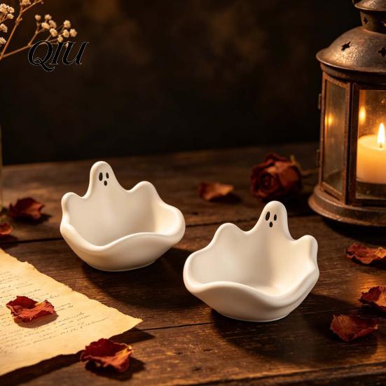 Small Resin Casting Mold Halloween Ghost Storage Bowl Silicone Mold, DIY Jewelry Dish Candy Snack Plate Desktop Organizer for Plaster Cement
