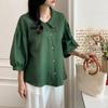 New ArrivalS Open Run Women S Round Neck Collar Puff Sleeve Three Quarter blouSe