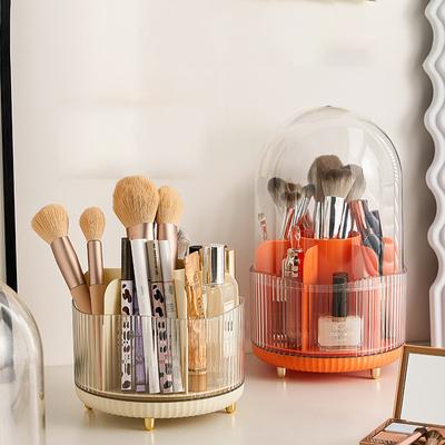Organizador Giratorio de Brochas de Maquillaje Cubo Papelera Compartimento para Pinceles de Sombra de Ojos Cubo para Lápices de Cejas Compartimento de Estante Organizador de Cosméticos