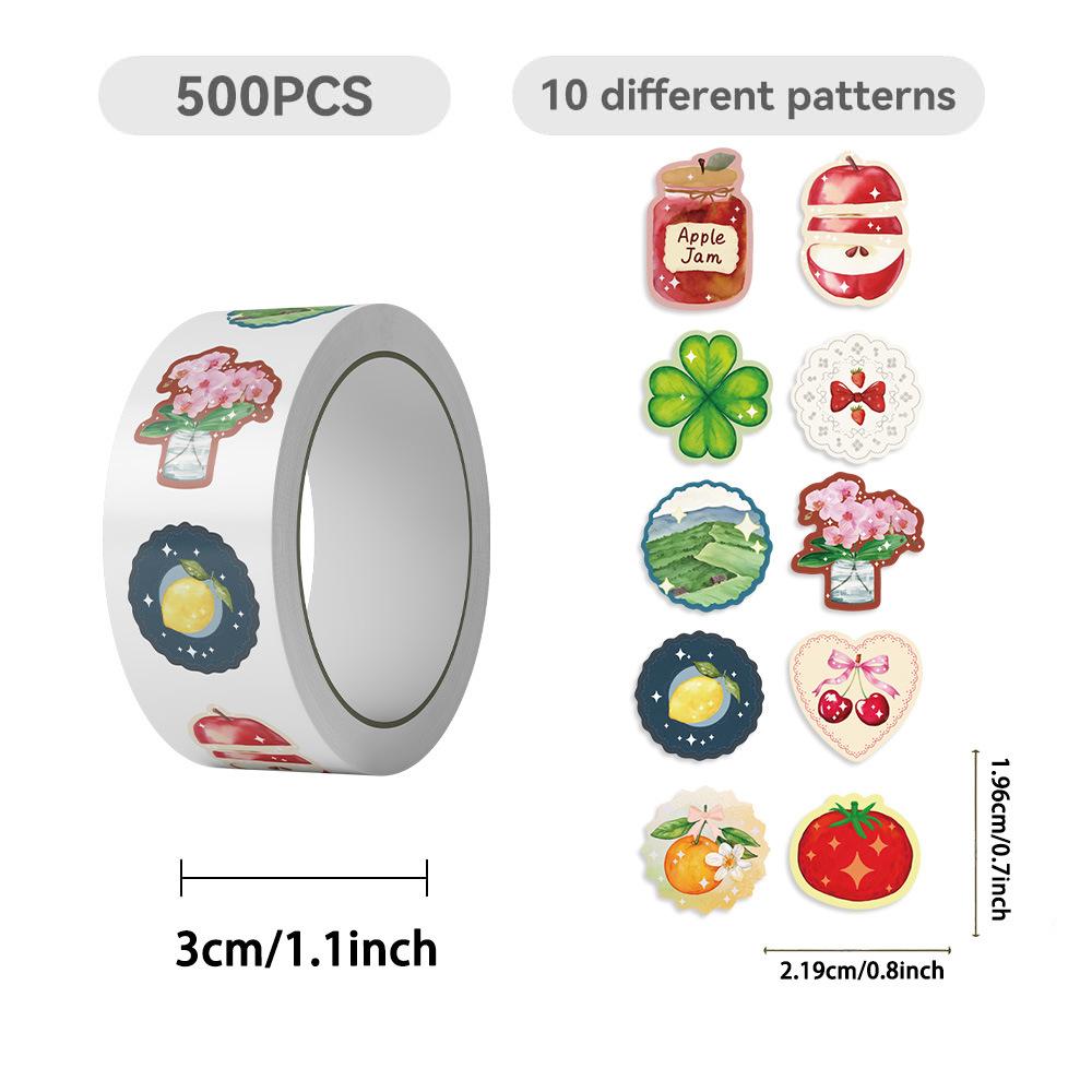 500 Pictures/roll Roll Sticker Tape Cartoon Cute INS Handbook Material Decorative Envelope Mouth