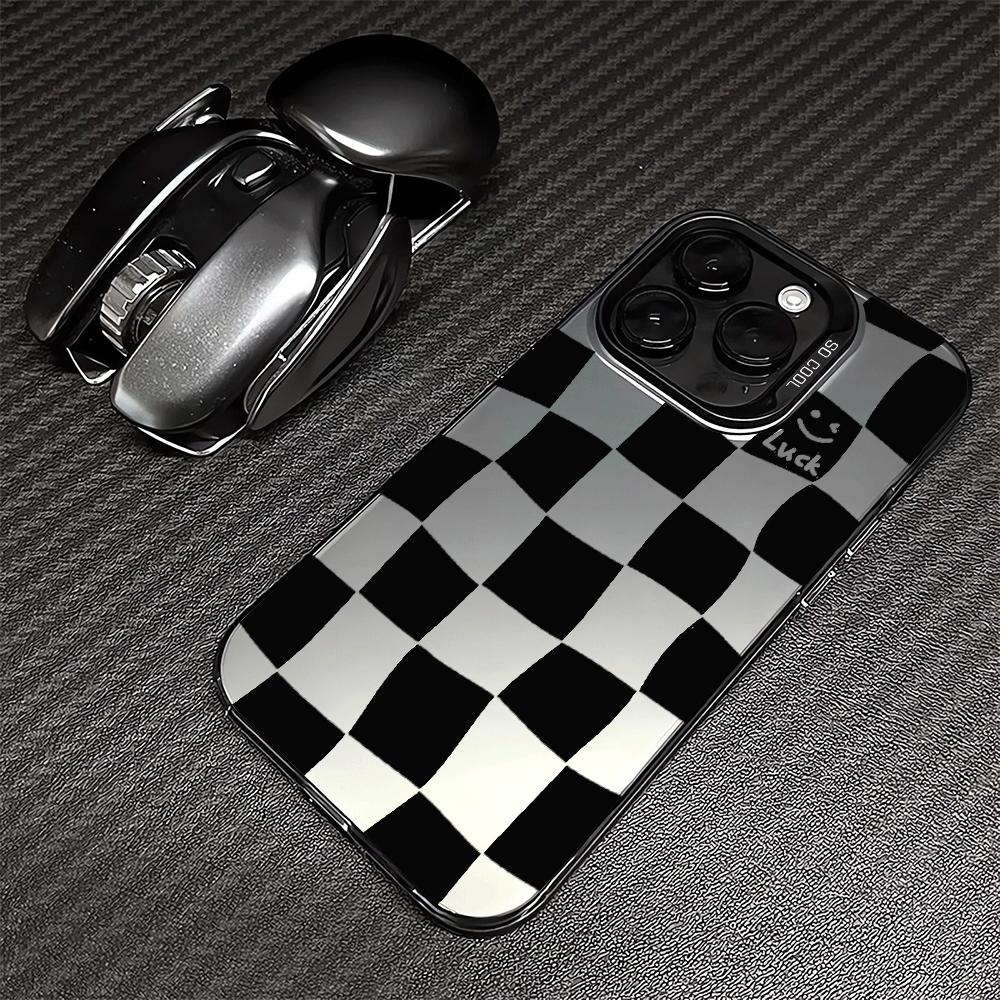Creative Black White Grid Phone Cover Case for iPhone 17 Pro Max 13 15 12 Pro Air 11 17e 16 14 Plus