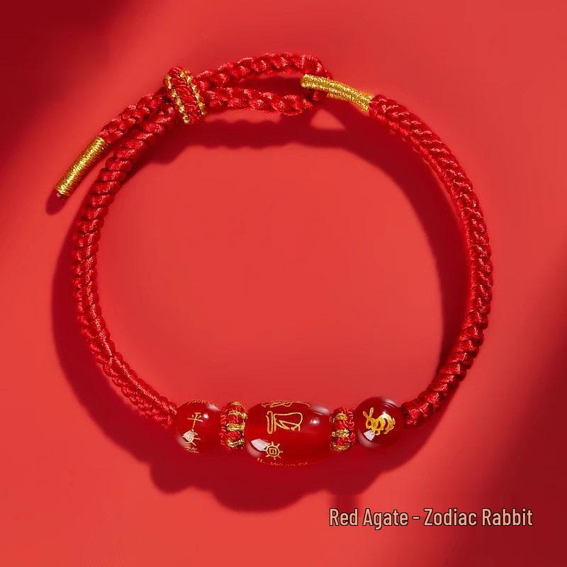 2026 Year of the Horse Zodiac Red Rope Bracelet - Women's/Men's Tai Sui Protective Charm for Horse, Rat, Ox, Rabbit Signs