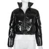 A2066T Women's Cotton-Filled PU Leather Jacket - Stand Collar, Autumn/Winter Collection