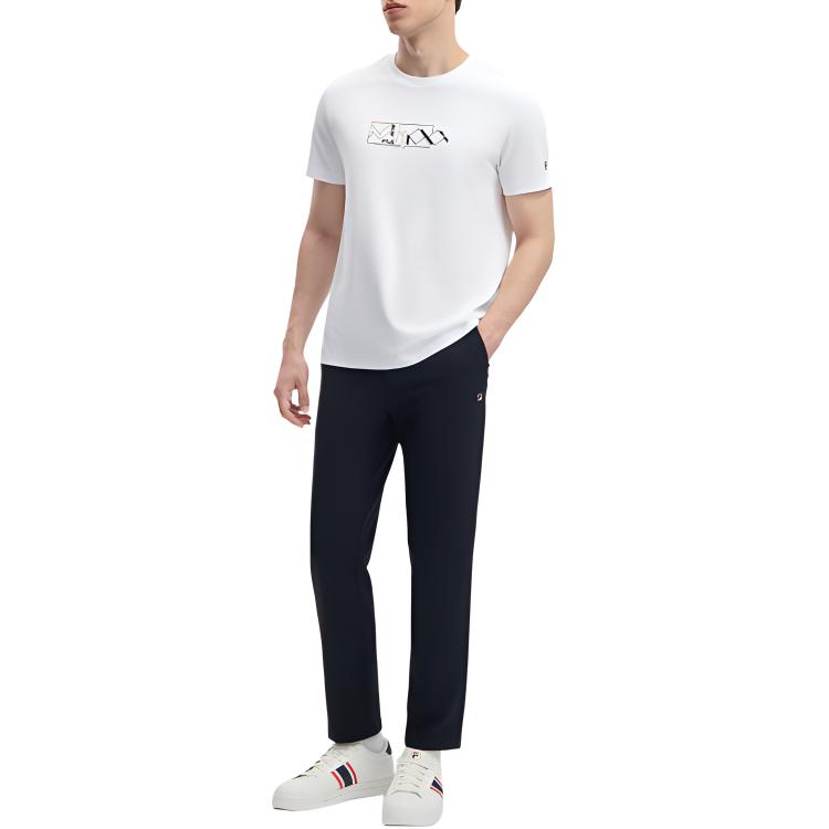 FILA 2023 Winter New Woven Long Pants Basic Casual Straight Leg Pants Men bottoms Legendary-Blue F11M341801F-NV