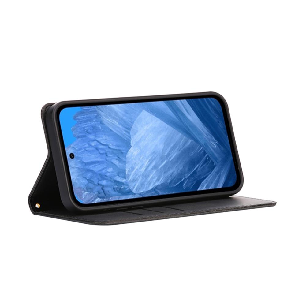 For Google Pixel 8 Case Wallet Calf Texture Leather Phone Cover with Hidden Magnetic Closure