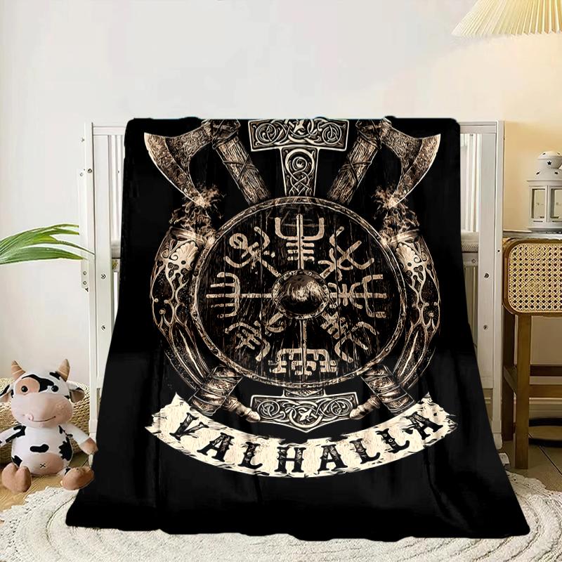 Viking Ship At Sea Blanket Flannel Blanket for Bed, Sofa, Camping, Hiking, Picnic Essentials, Gift for Family Fan Gifts