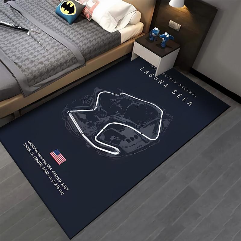 LAGUNA SECA Race Track Design Area Rug for Car Enthusiasts Suitable for use as an anti-slip game mat for living room and bedroom sofas