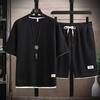 2024 Men's Sporty Summer Waffle Set: Korean Style Short Sleeve T-shirt & Shorts
