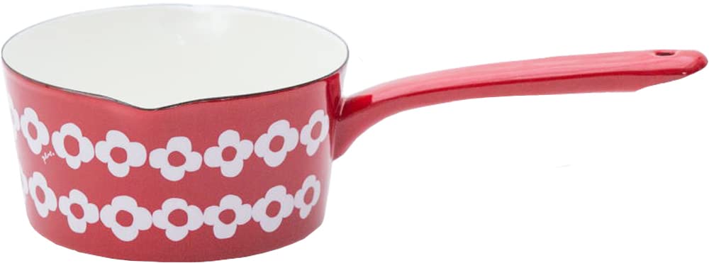 

Tamahashi Milk Pan, Enamel, 15cm, Induction and Gas Compatible, Made in Japan, Prune Design, Red, OHANA YJM-203