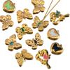 2pcs Enamel Butterfly Lava Love Heart Charms 304 Stainless Steel Pendant Base Crystal Bead DIY Jewelry Making Earrings Necklaces