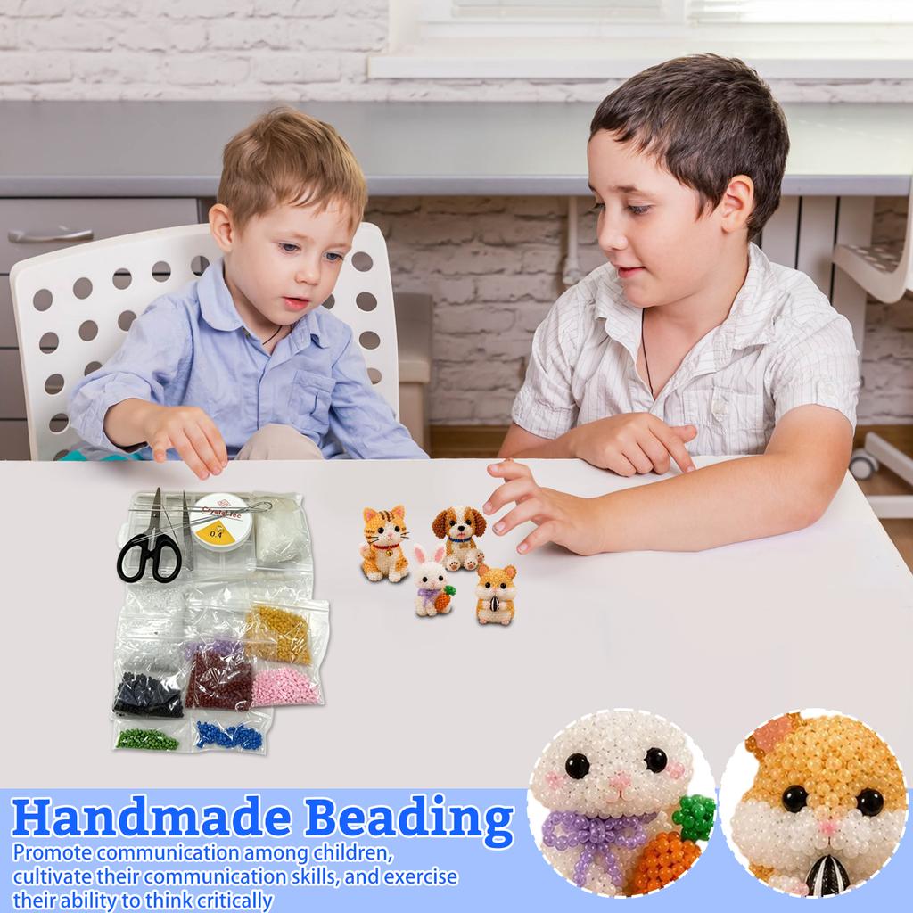 3D Beaded Animal Kit DIY Bead Pet Making Set for Kids and Adults Includes Materials and Instructions for Multiple Designs