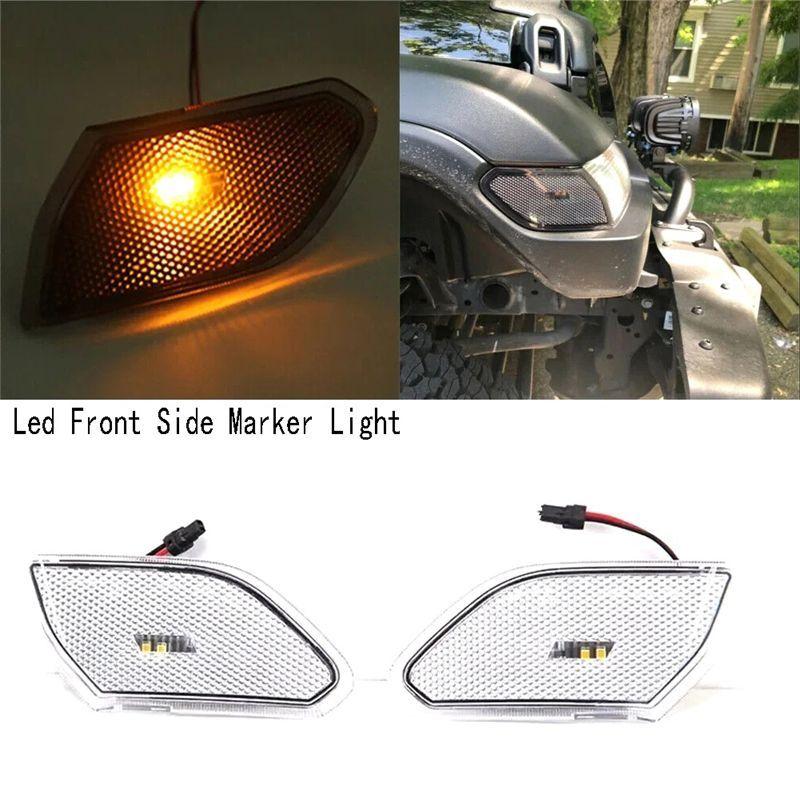Powerful Led Front Side Marker Light Turn Signal Lamp Round Eyebrow Side Lamp For Jeep Wrangler JL 2018+