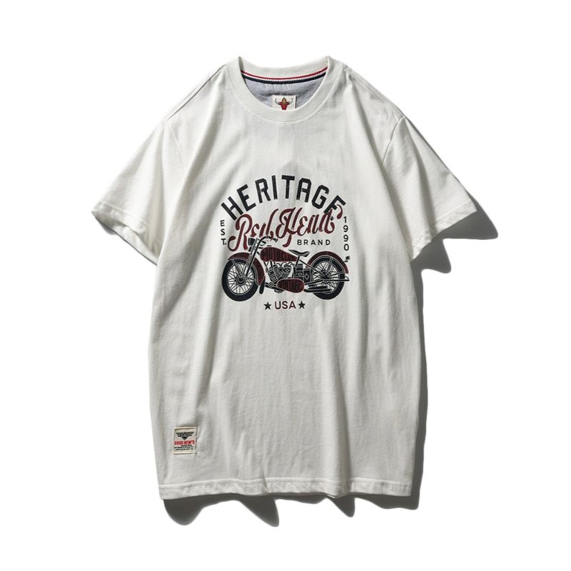 Export Export to Domestic Sales Pure Cotton Motorcycle Short Sleeve T-Shirt Men Fashion Trendy Brand American Base Shirt Cotton T-shirt