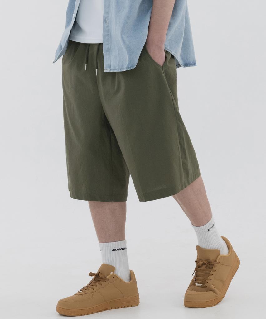 PIANER Linen-Like Bermuda Shorts (Khaki)