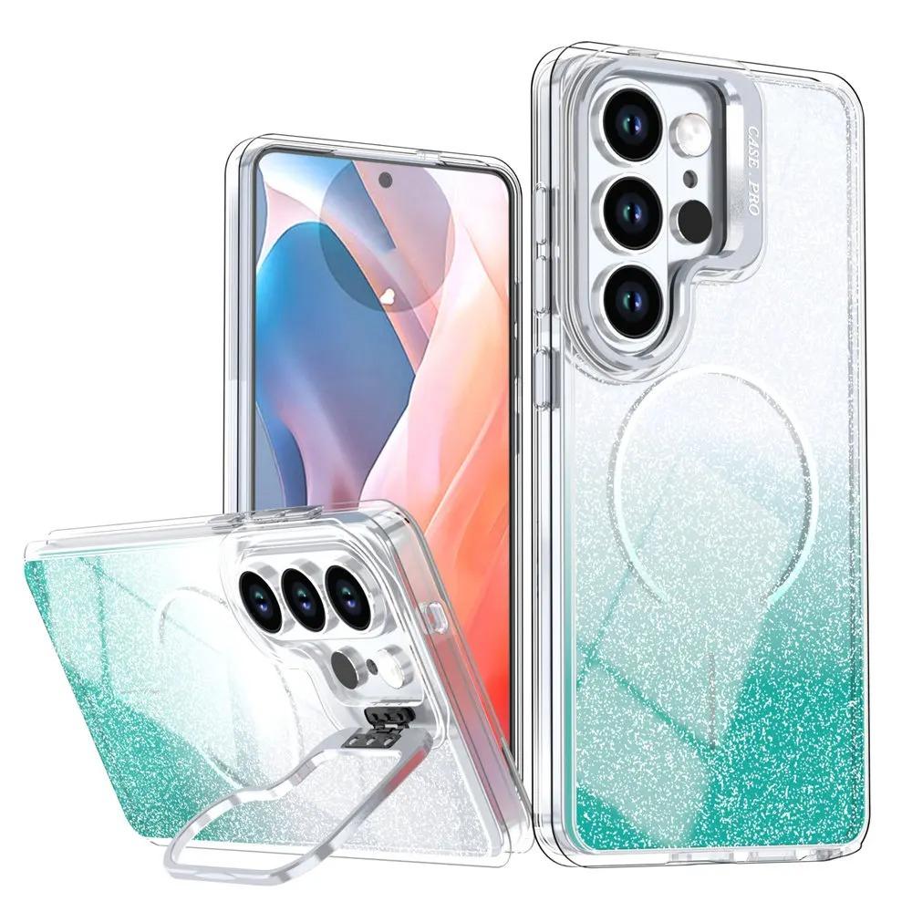 Glitter Gradient for Magsafe Bracket Case for Samsung Galaxy S26 Ultra S25 Plus S24 FE A56 A37 A17 Magnetic Holder Stand Cover