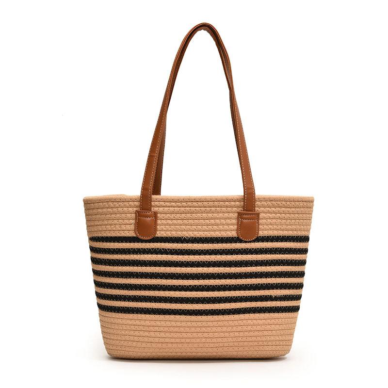 Woven straw bag women's large capacity 2025 new vegetable basket shoulder bag beach premium commuter tote bag
