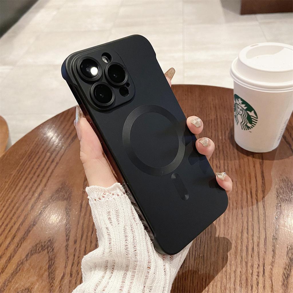 Applicable to Apple 15PROMAX borderless mobile phone case iPhone14 metallic paint magnetic heat dissipation 13 shell summer