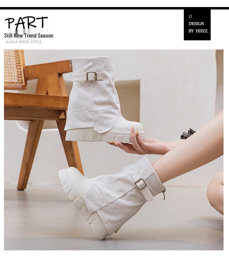 Women's Thick-Soled Belted Boots, Height-Boosting & Versatile, 2025 Autumn/Winter Collection