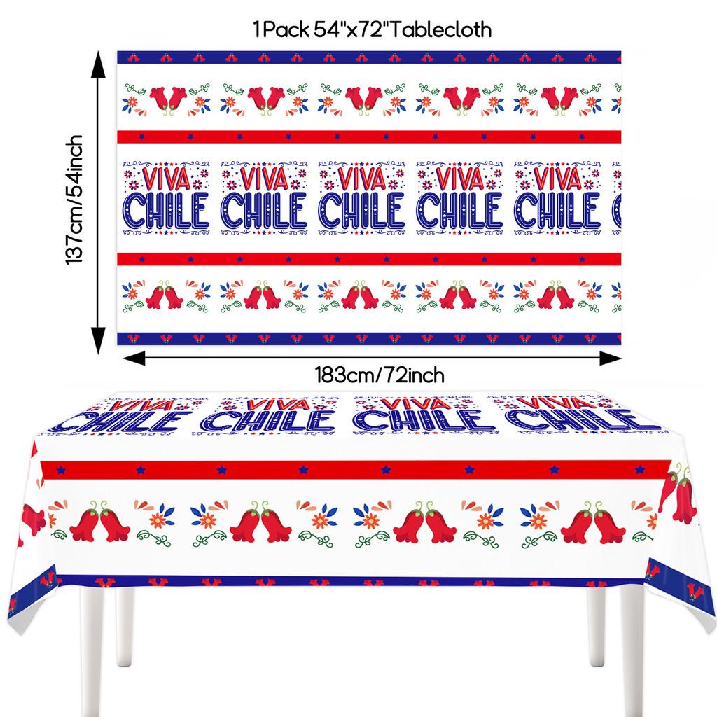 Chile Flag Party Tablecloth With Waterproof Material For Celebrations And Events