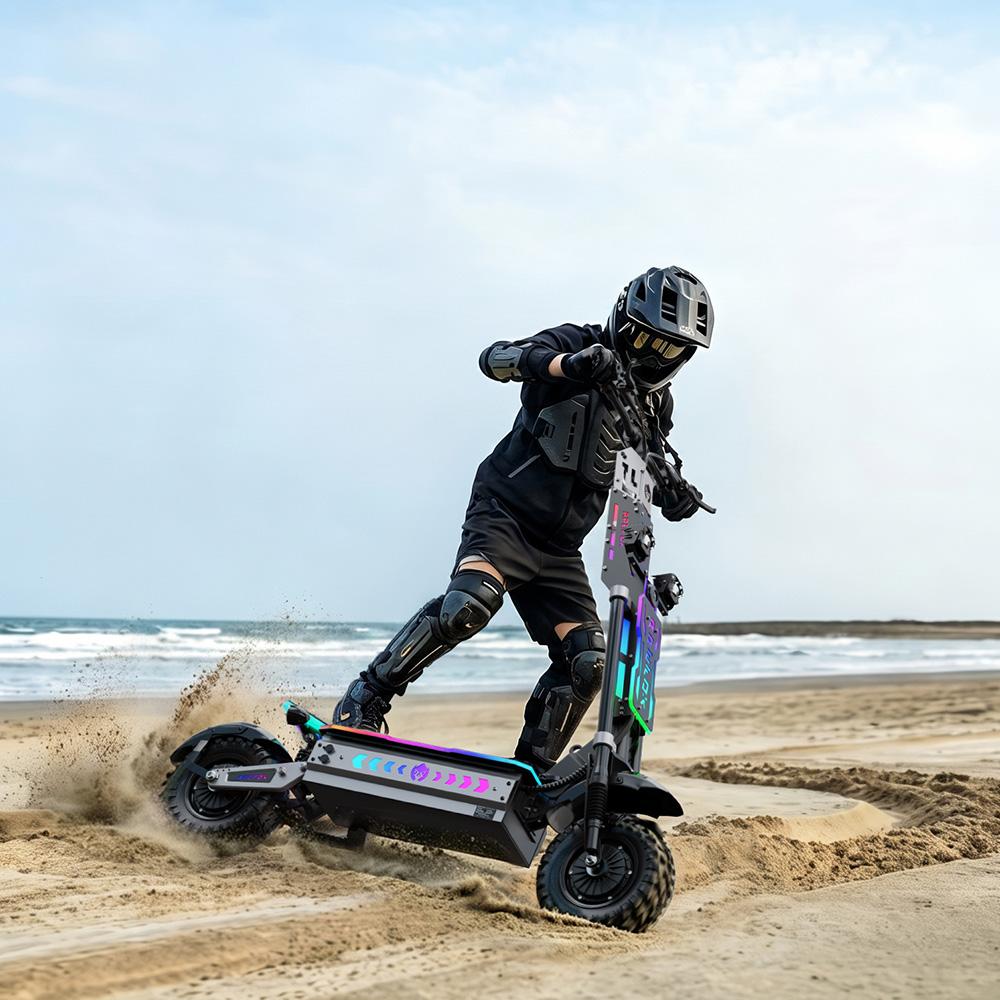 Electric Off Road Scooter Apefox T90 Ultra 50000Wx2 Peak Motor 72V 40Ah 13" Tire Fully Suspension Foldable Electric Scooter Max Range 130Km