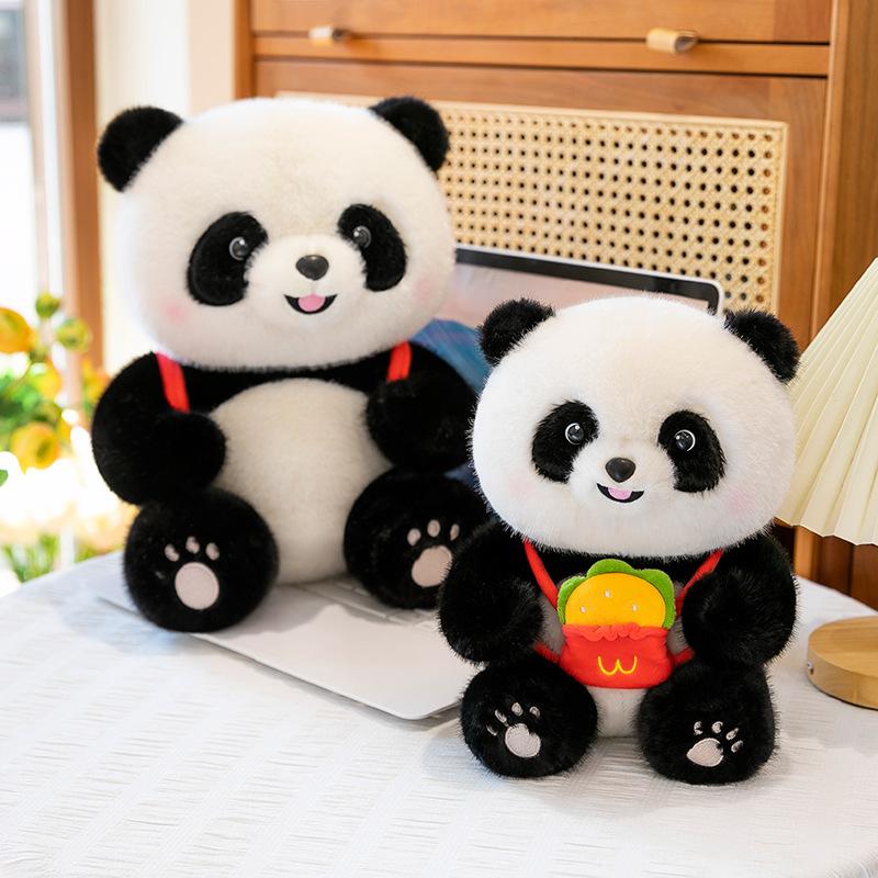 Cartoon Burger, Fries, Round Panda Plush Toys, Chengdu Travel Souvenirs, Children's Birthday Gifts