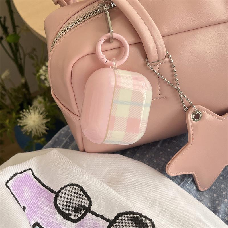 Korean Pink and White Plaid AirPods 1 Generation Earphone Case for Pro1 Generation Earphone Case AirPods 1 Generation