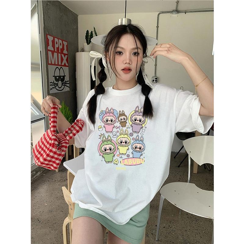 Korean women's clothing | oversized T-shirt | Labubu fashionable casual top