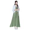 Plus Size Women's Chinese Style Waist-Cinching Camisole Dress & Fairy Cardigan Set