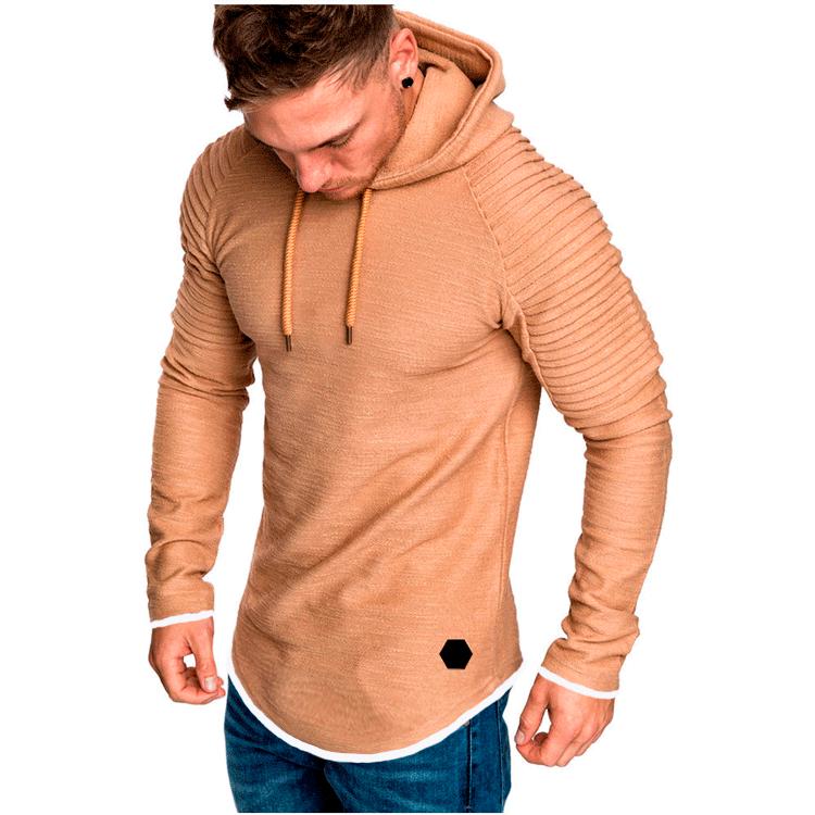 

Men s Slim Fit Hooded T-Shirt with Patchwork Stripes and Raglan Sleeves XL хакі
