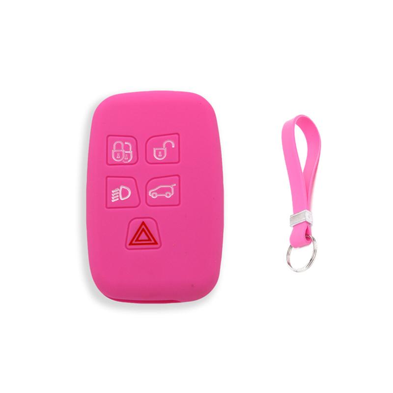 Soft Silicone Key Fob Cover Case for Land Rover Discovery Sport Evoque Defender 5 Buttons Remote Key Shell with Lanyard