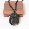Natural Obsidian Tripod Golden Cicada Money Toad Pixiu Pendant Necklace