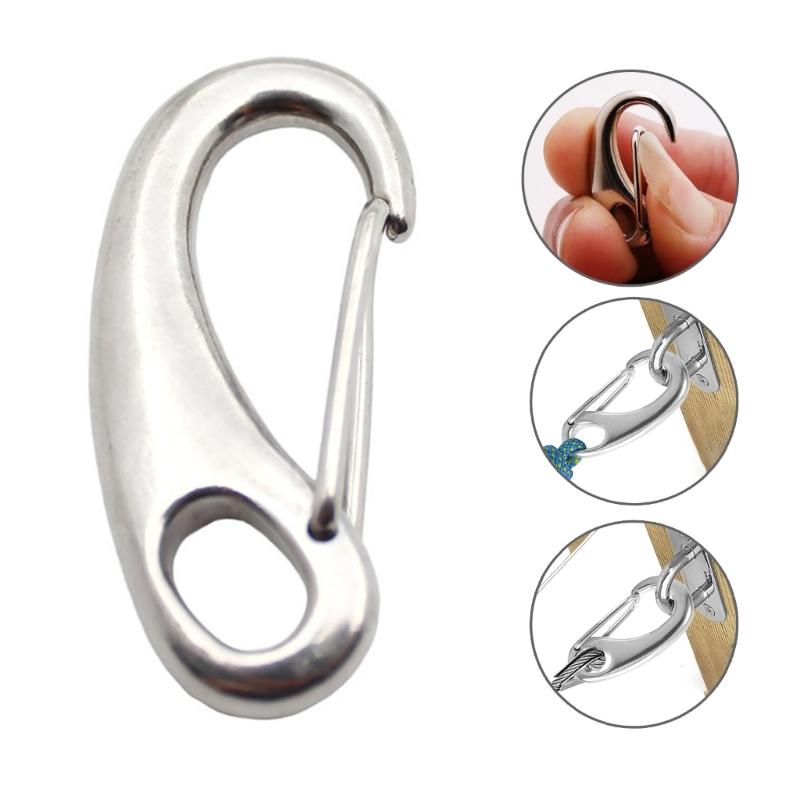 5 Pcs Stainless Steel Eggs Shape Spring Snap Hooks Belt Carabiner Quick Release Fastner Hook for Outdoor Hiking, Camping