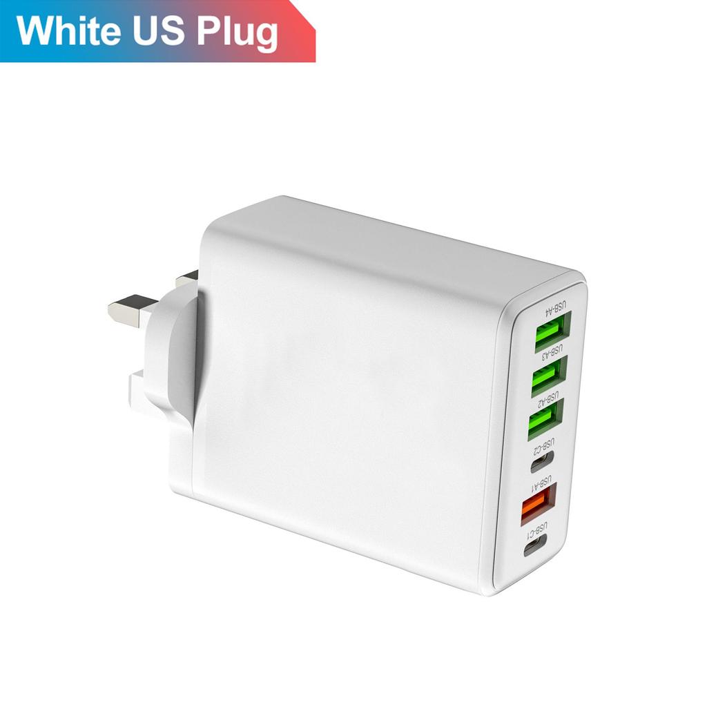3.1A Multi-Port Mobile Charger: 2 Type-C PD + 4 USB Travel Charging Head