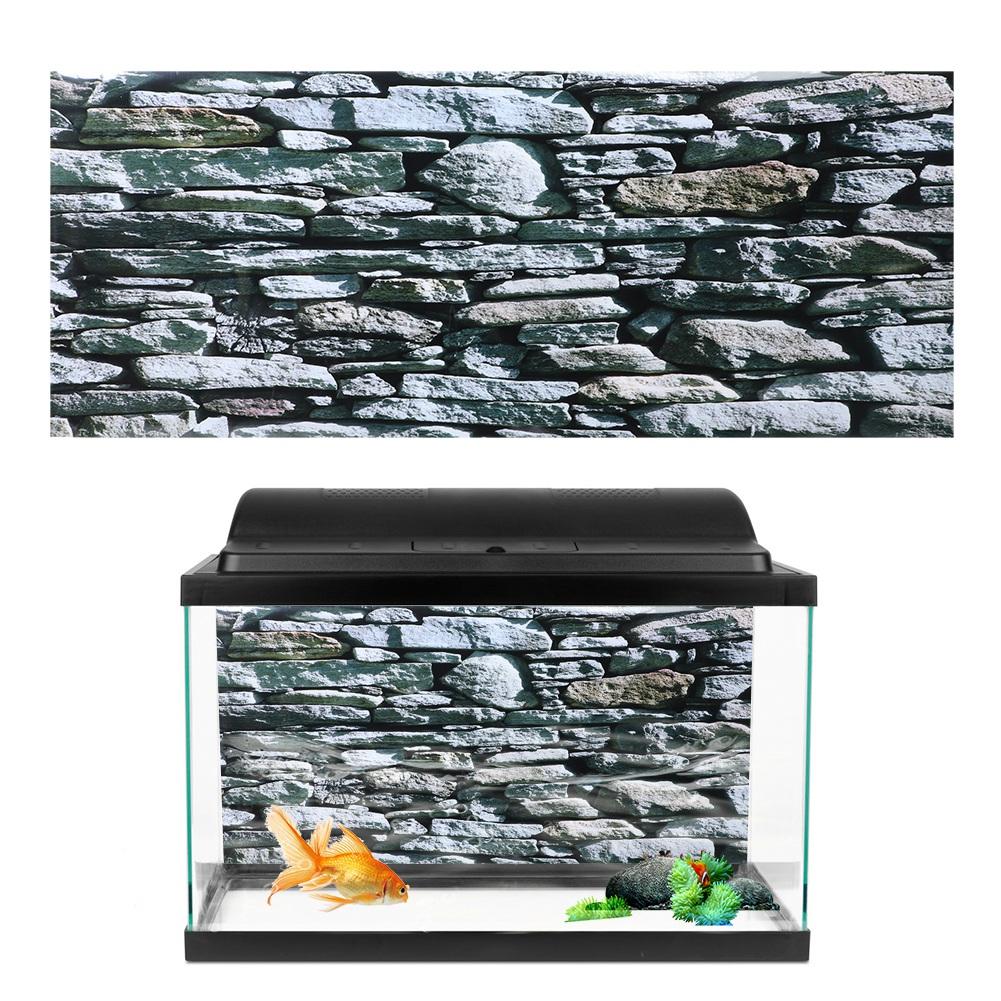 Background Poster Decorative Stonewalling Paintings PVC Sticker Landscape Image for Aquarium Fish