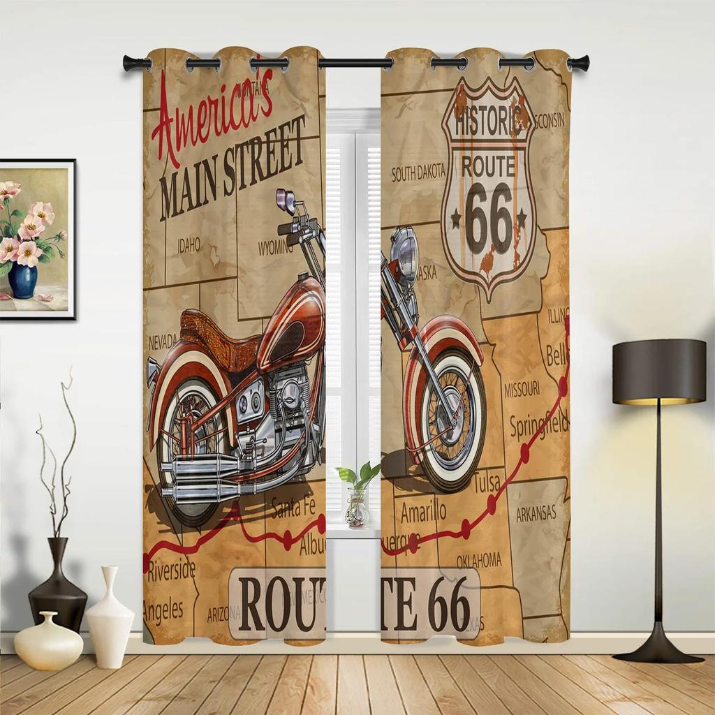 Eagle Banner Motorcycle Curtains for Bedroom Living Room Drapes Kitchen Children's Room Window Curtain Modern Home Decor