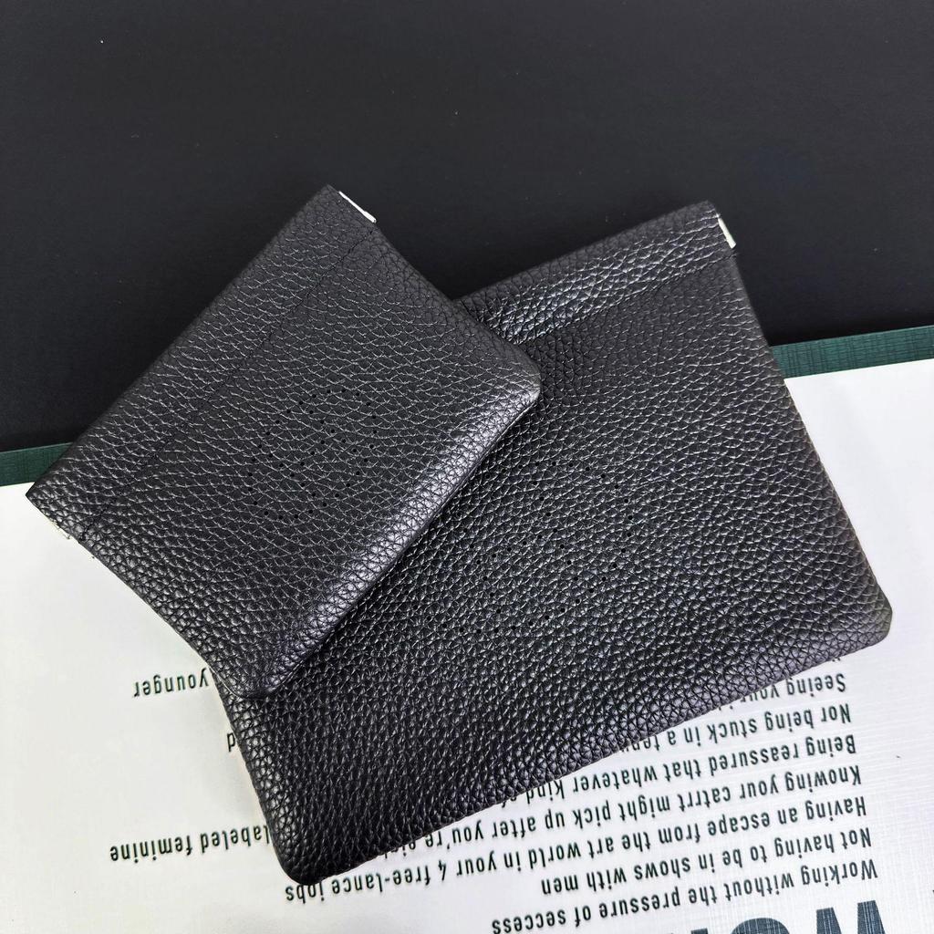 H Haus Mini Geldbörse aus echtem Leder: Togo Rindsleder Geldbörse, Schlüssel- & Lippenstifthalter, ID- & Kartenorganisator