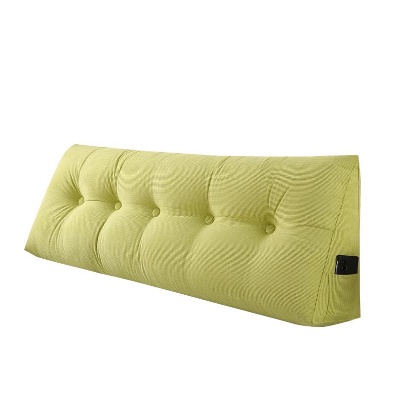 Corduroy Triangle Headboard Cushion - Soft Upholstery, Large Washable Lumbar & Backrest Pillow for Double Bed
