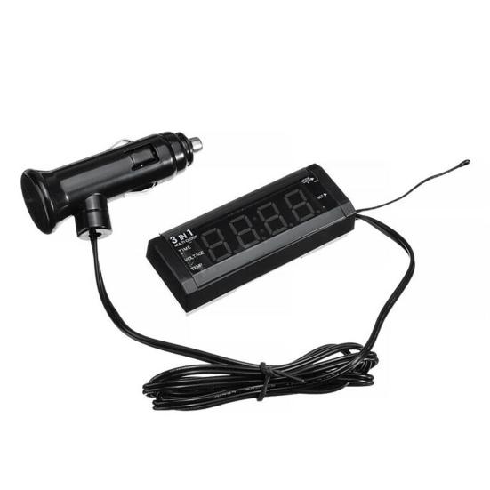 Autohodiny DC 12V Multifunkční 3 v 1 Digitální Elektrický Měřič Panel Voltmeteru pro Auto