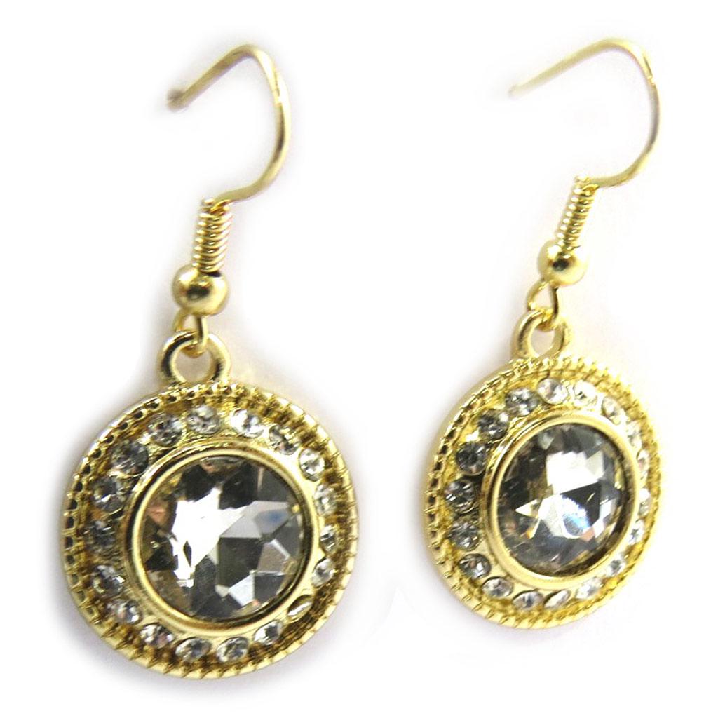 Les Trésors De Lily [N3139] - Golden White 'Sissi' Designer Earrings