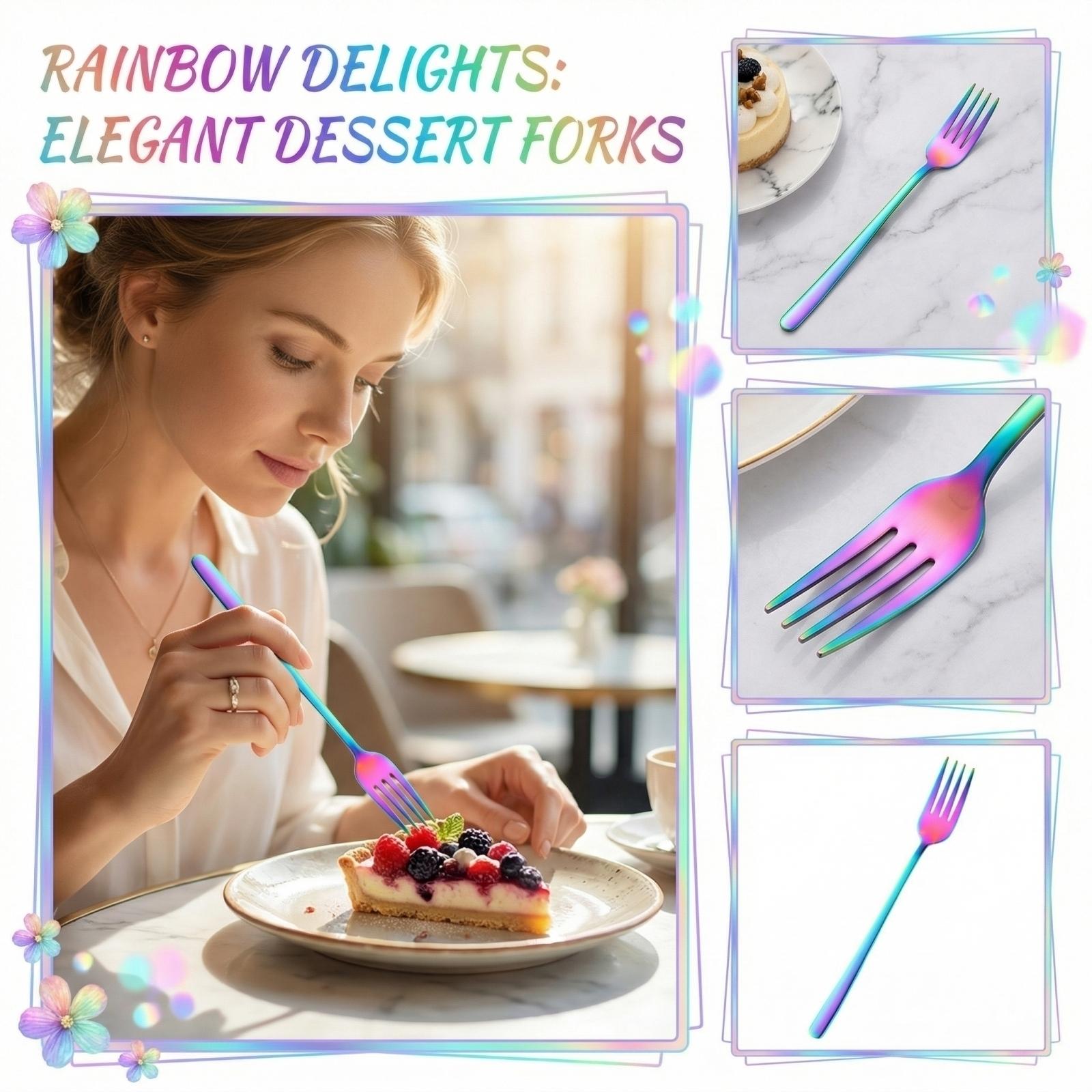 Stainless Steel Long Handled Dessert Fork one size