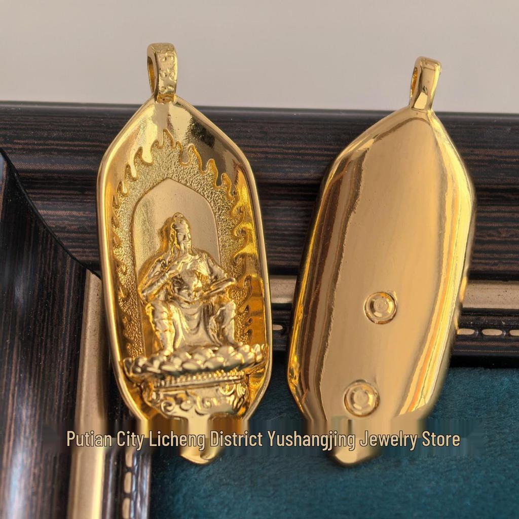 Auspicious Cloud Lotus Seat Gold-Plated Buddha Statue Guanyin Bodhisattva Pendant - Hot Seller Buddhist Jewelry